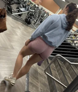 Part 2 of this sexy college Pawg in pink biker shorts