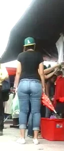 Brunette with a fat ass in tight jeans