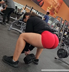 PHATTT Ass Squatting in Red Tight Spandex (GIF at end)