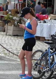 Cute teen bike rider in spandex shorts with a nice ass and vpl