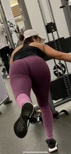 Gym Latina milf in purple yoga pants