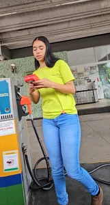 Beautiful gas station attendant
