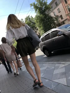 Girl in Skinny Legs and Sandals Street Candid Gallery
