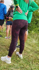 Thin Milf in purple yogas (hint of VPL)