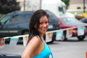 Various sexy girls at car washes in bikinis