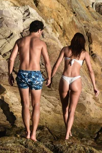 Iris Mittenaere in a white thong bikini on the beach in St Martin