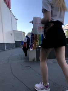 Cute Girl with Hot Legs in a Skirt Street Candid Gallery