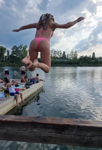 Sexy jumping girl