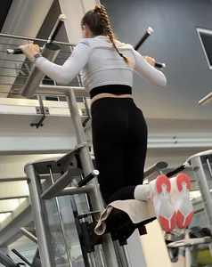 (Pt. 2) Very Hot GYM Girl with Huge Tits and big Ass looking into Camera