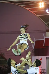 Bunch of athletic Thai cheerleaders at a competition