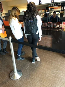 Fit butt in leggings in a cafe creepshots