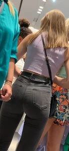 Blonde teen in tight ass jeans