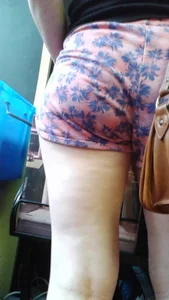 Girl at the record store in shorts with a nice booty and vpl