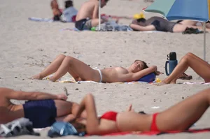 Verna topless beach girls out in the sun