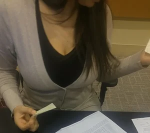Boobs Closeup in a Blouse Office Creepshot