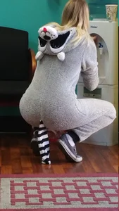 Cute Girl in a Raccoon Costume Candid