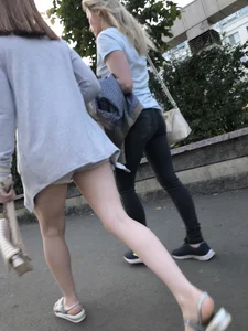 Girl in Mini Shorts Hot Skinny Legs Street Creepshot