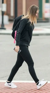 Sexy college babe walking in leggings with a nice ass