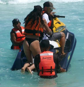 Jet ski babe with a nice ass in black thong