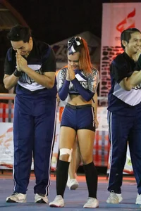 Bunch of athletic Thai cheerleaders at a competition