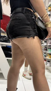 CHEEKED UP LIGHT SKIN LATINA! (Short shorts ;)