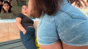 Lightskin big ass in short jeans