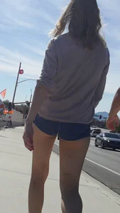 Tight Skinny Girl with Cheeks hanging out of jean short shorts OC!!
