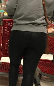 Target blonde milf with a nice ass in dark leggings