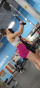 Sexy Gym Babe in Her Sports Bra and Tiny Pink Alphalete Shorts