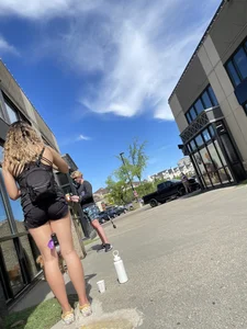 Plump teen VPL biker shorts