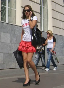 Upskirt on the City Street - Long Legs on Heels