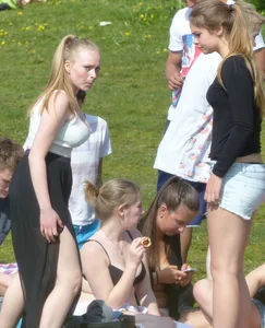Girls in Underwear Changing Clothes in the City Park Creepshot