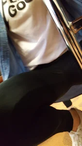 Girl in Leggings in College Classroom - Creepshot From Under the Table