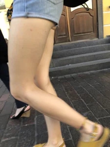 Long Skinny Legs in Sandals Street Creepshot