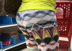Milf shopping at Target in patterned leggings