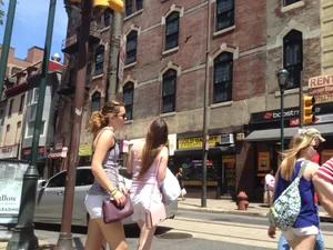 Philly girl with a nice ass in white shorts with vpl