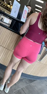Pawg college chick in bright pink biker shorts begging for attention
