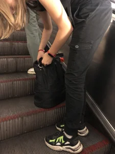 Adorable Cute Teen Girl With a Kitty in Her Backpack Subway Gallery