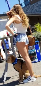 Blonde and Brunette friends in TINY jean shorts! [OC]