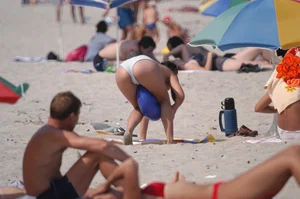 Verna topless beach girls out in the sun