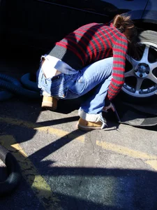 Some candid girls cleaning their cars in jeans and some showing ass crack