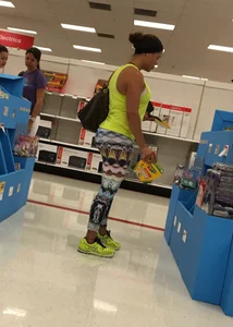 Milf shopping at Target in patterned leggings