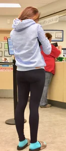Milf at the pharmacy in tight leggings with a nice booty