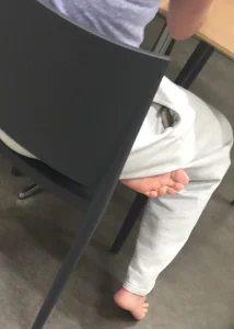 Bare Feet Closeups at a Desk Creepshots Gallery