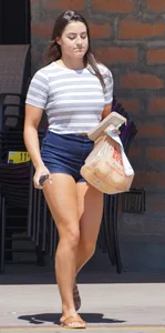 Hot brunette with a great ass in tight denim shorts