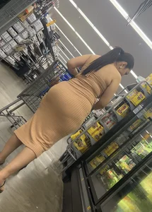 Fat Ass Latina in Tight Beige Dress VPL