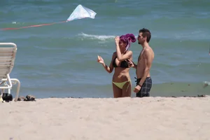 Big collection of various sexy girls on a beach in bikinis