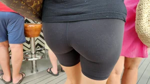 Milf in black Biker shorts