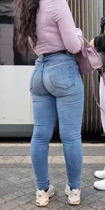 Tight blue jeans