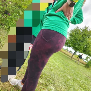 Thin Milf in purple yogas (hint of VPL)